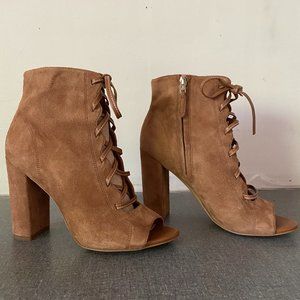 Sam Edelman Yvie Camel Suede Lace Up Booties
